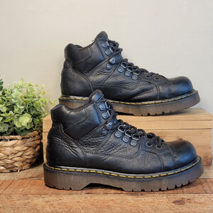 Dr. Martens 8699 Vintage Boots Black Leather Lace Up Hiking Work Bex Rugged 9